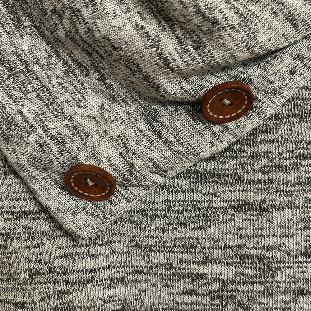 Misia Gray Black Marled Sweater Unique Neck Decorative Button Rayon-blend Medium - Picture 4 of 6